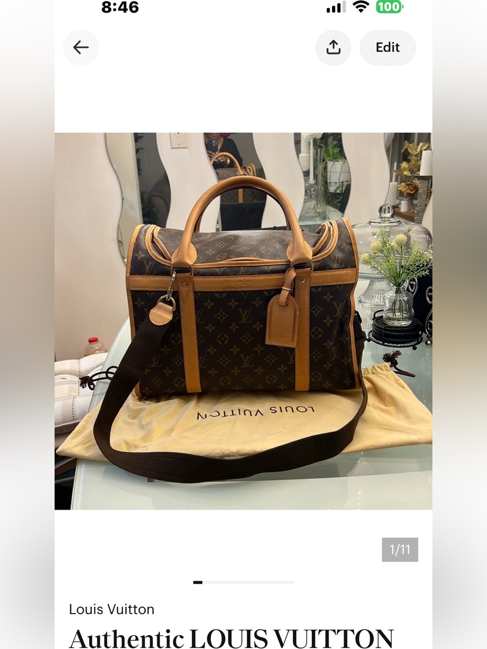Authentic LOUIS VUITTON Sac Baxter GM Pet Carry  good condition W/O the strap!